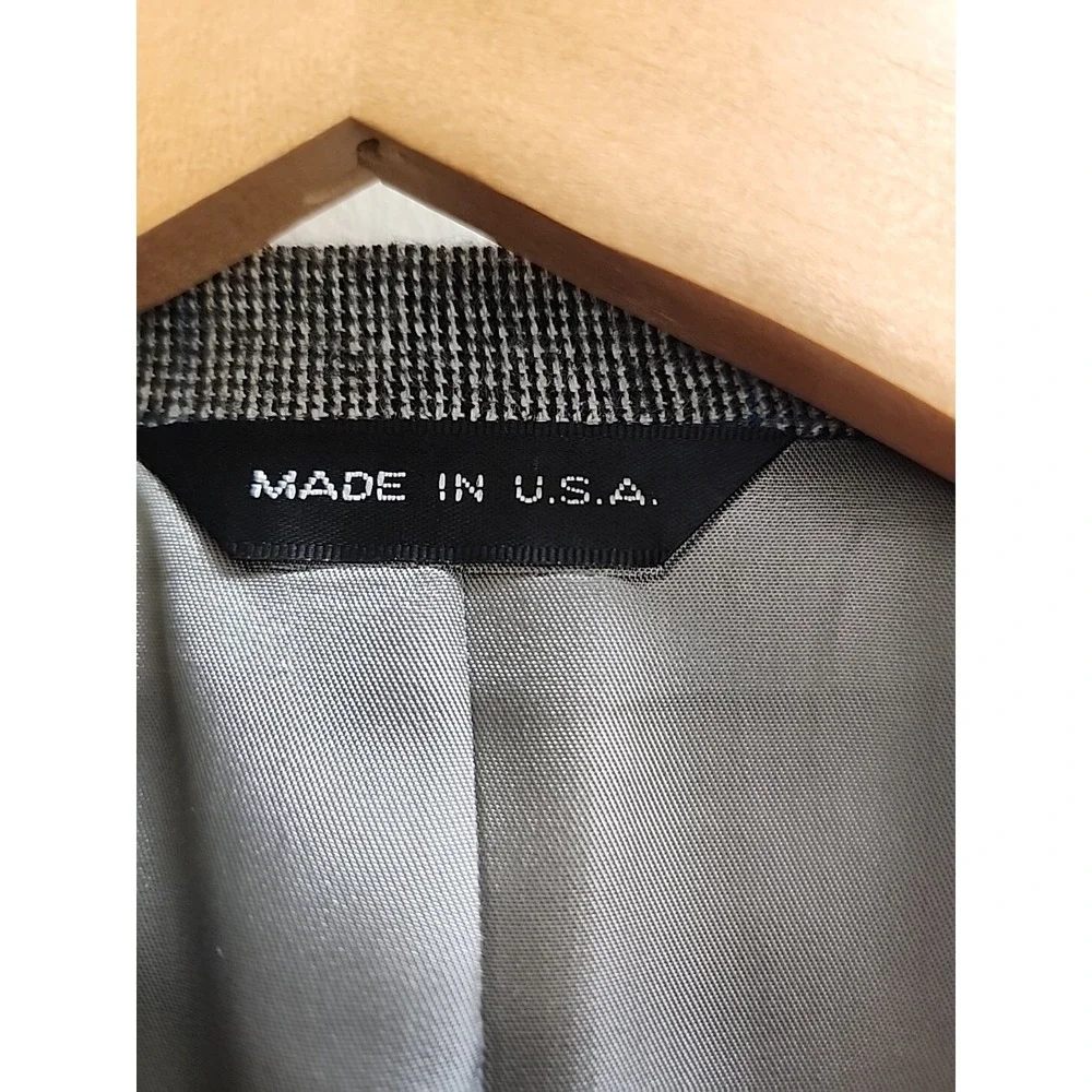 Vtg CHAPS By Ralph Lauren Wool Gray Blue Blazer Jacket 44R USA‎ Windowpane